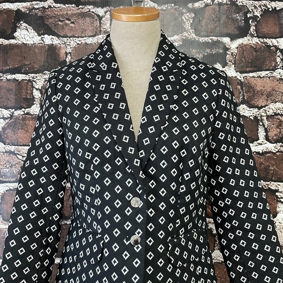Vince Camuto Blazer Women's 6P 6 Petite Black White Jacket Collared - Picture 7 of 14